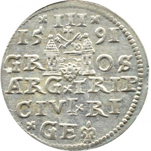 Zikmund III Vasa, trojak 1591, Riga, malá hlava krále, LI, krásná!