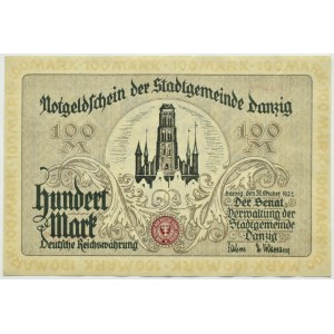 Freie Stadt Danzig-Senat, 100 marek 1922, bez sériového listu
