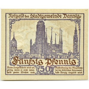 Wolne Miasto Gdańsk, 50 fenigów (pfennig) 1919, UNC