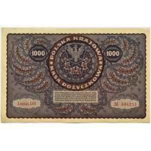 Poland, Second Republic, 1000 marks 1919, 1st series DH - type 7, Warsaw