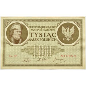 Polska, II RP, 1000 marek 1919, seria ZP, Warszawa, bardzo ładne!