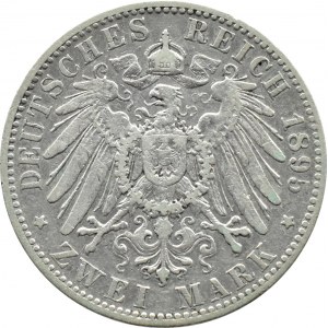 Deutschland, Hessen, Ernest Ludwig, 2 Mark 1895, Berlin, sehr selten!