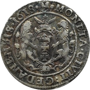 Sigismund III Vasa, ort 1618, Gdansk, with ● before and + after date