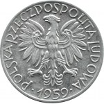 Poland, PRL, Rybak, 5 zloty 1959, Warsaw, two suns