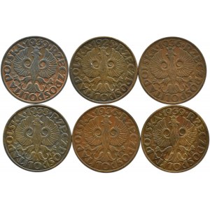 Poland, Second Republic, Lot of 5-groszy coins 1928-1939, Warsaw.