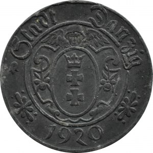 Svobodné město Gdaňsk, 10 fenig 1920, Gdaňsk, varieta 59.1/13, RARE C4