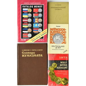 Zestaw literatury numizmatycznej, katalogi, 5 sztuk