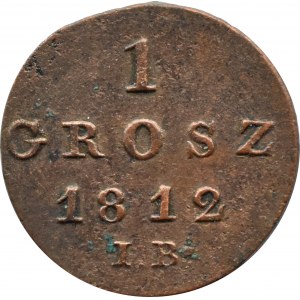 Księstwo Warszawskie, grosz 1812 I.B., Warszawa, IB - szeroko rozstawione
