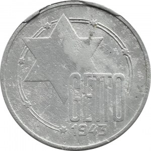 Getto Łódź, 10 marek 1943, aluminium, odm. 1/1, rzadka