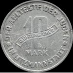 Ghetto Lodz, 10 marks 1943, aluminum, variety 1/1, rare