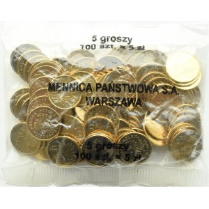 Polsko, III RP, 5 groszy 2004, bankovní mincovní sáček