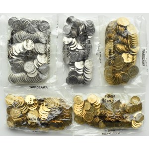Poland, Third Republic, Lot 1-20 pennies 2007, Warsaw, 5 bank pouches