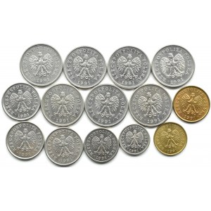 Polska, III RP, lot monet 1991, Warszawa, piękne!