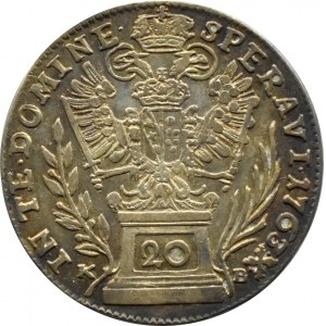 Węgry, Franciszek I, 20 krajcarów 1763 KB, Kremnica, RZADKIE