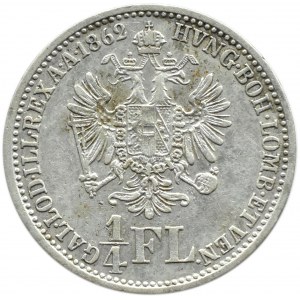 Rakousko-Uhersko, František Josef I., 1/4 florin 1862 A, Vídeň