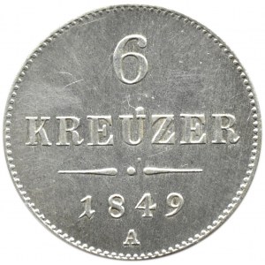 Austria, Franz Joseph I, 6 krajcars 1849 A, Vienna