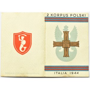 Polska, II Korpus, Krzyż Monte Cassino nr 26297 z legitymacją, oryginalna wstążka