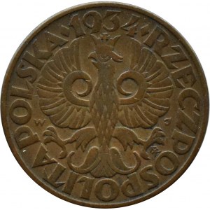 Polsko, Druhá republika, 5 groszy 1934, Varšava, vzácné