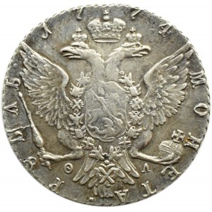 Rusko, Katarína II, rubľ 1774 СПБ ТИ-ФЛ, Petrohrad