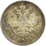 Rusko, Mikuláš II, rubľ 1897 АГ, Petrohrad, KRÁSNE!!!