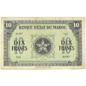 Maroko, 10 franków 1943 - pierwsza emisja
