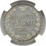 Rusko, Mikuláš I., 1 rubl 1851 СПБ ПА, Petrohrad, NGC AU58