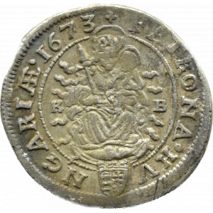 Węgry, Leopold I, 6 krajcarów 1673 KB, Kremnica