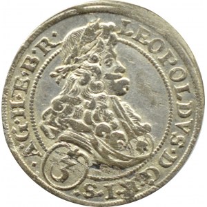 Slezsko, Leopold I, 3 krajcara 1696 CB, Brzeg