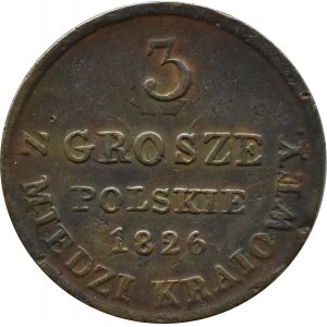 Mikuláš I., 3 groše 1826 I.B. z domácej medi, Varšava