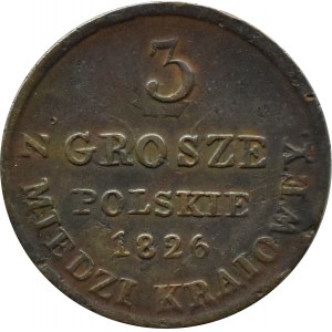 Nikolaus I., 3 Pfennige 1826 I.B. aus heimischem Kupfer, Warschau