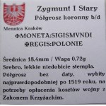 Zikmund I. Starý, půlpenny bez data, Krakov, REGIS (5)