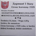 Zygmunt I Stary, grosz 1529, Kraków, ILUSTROWANY (9)