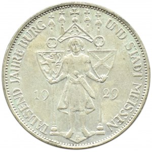 Německo, Výmarská republika, 3 značky 1929 E, Drážďany, Míšeň