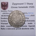 Sigismund I the Old, 1533 penny, Toruń BEAUTIFUL (24)