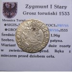 Sigismund I the Old, 1533 penny, Toruń BEAUTIFUL (25)