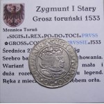 Zikmund I. Starý, groš 1533, Toruň VELMI DOBRÝ (26)