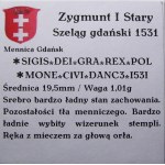 Zikmund I. Starý, šilink 1531, Gdaňsk VELMI DOBRÝ (32)