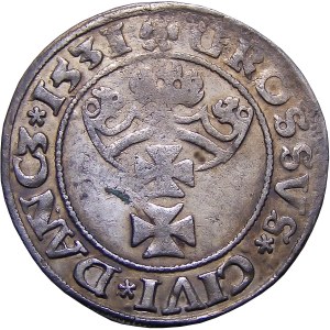 Sigismund I the Old, penny 1531, Gdansk PRV BEAUTIFUL (37)