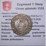 Zygmunt I Stary, grosz 1531, Gdańsk PRV PIĘKNY (37)