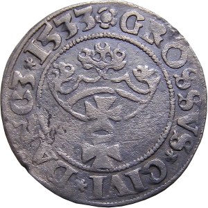 Sigismund I the Old, 1533 penny, Gdansk PR VERY RARE (40)