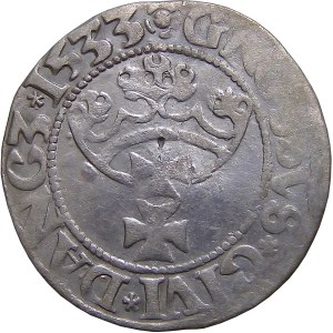 Sigismund I the Old, penny 1533, Gdansk PRV VERY RARE (41)