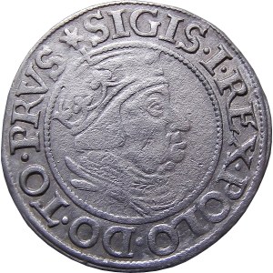 Sigismund I. der Alte, Pfennig 1538, Danzig PRVS SEHR GUT (43)