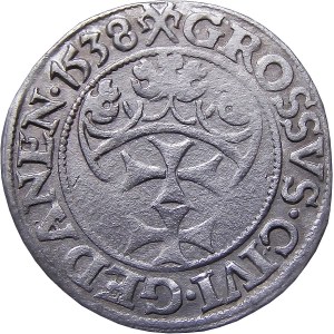 Sigismund I the Old, 1538 penny, Gdansk PRVS VERY BAD (43)