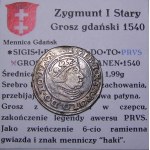 Zikmund I. Starý, groš 1540, Danzig PRVS VELMI DOBRÝ (47)