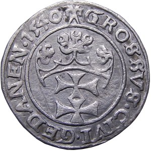 Sigismund I. der Alte, Pfennig 1540, Danzig PRV SCHÖN (46)