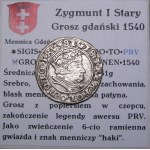 Zygmunt I Stary, grosz 1540, Gdańsk PRV PIĘKNY (46)