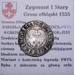 Zikmund I. Starý, groš 1533, Elblag VELMI DOBRÝ (52)