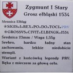 Zygmunt I Stary, grosz 1534, Elbląg BARDZO ŁADNY (53)