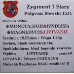 Zygmunt I Stary, półgrosz 1514, Wilno LIVTVANIE wręcz UNIKAT (59)