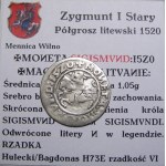 Zygmunt I Stary, półgrosz 1520, Wilno SIGISMVND RZADKI (62)